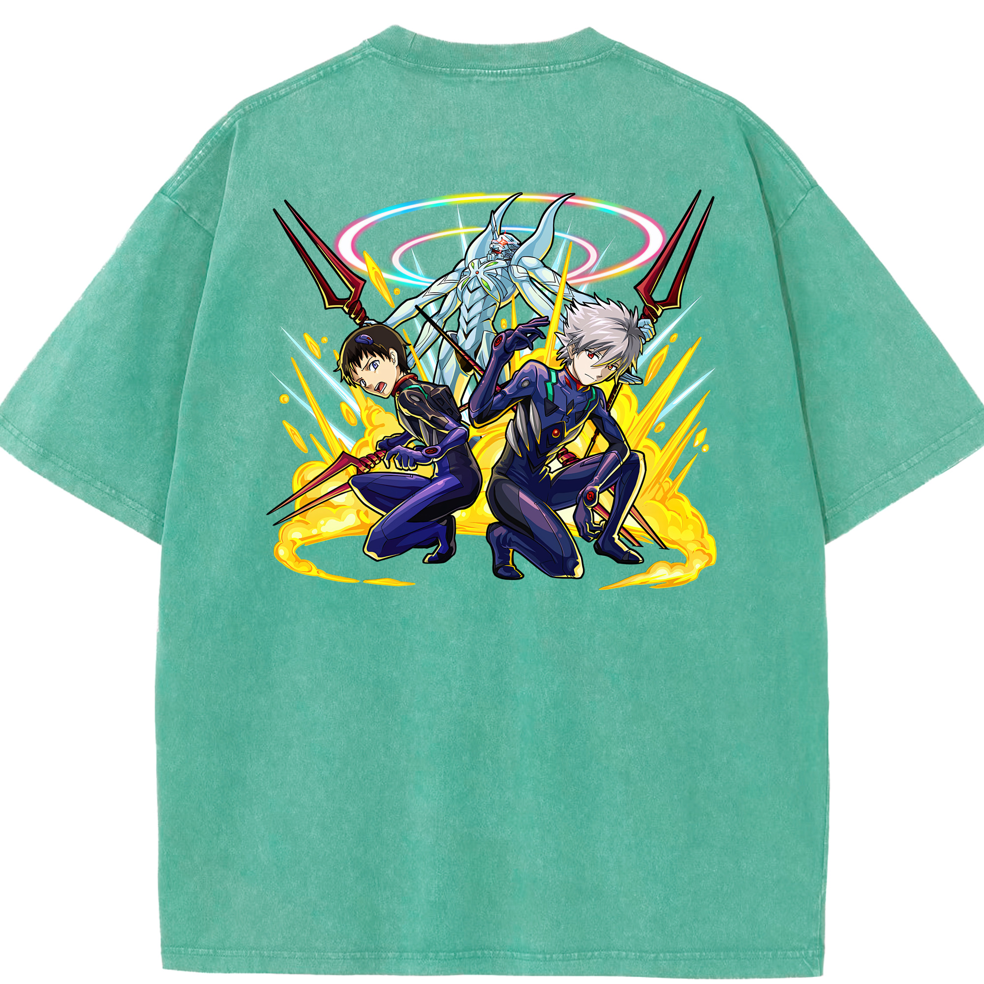 （画像用） EVA 新世紀エヴァンゲリオン 綿100% ヴィンテージ風 半袖Tシャツ（背面プリント）